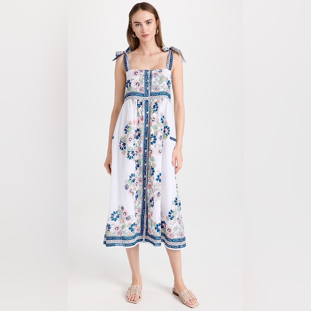 Juliet Dunn Tie Shoulder Dress In Rose Border - Size 1 — image 6 of 8